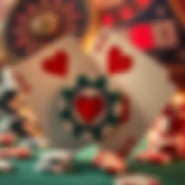 Artistic representation of chips and cards intertwined with hearts