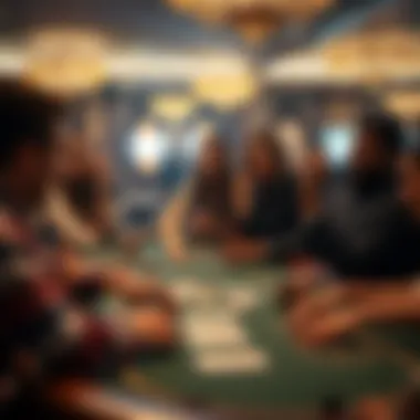 Group of enthusiastic players gathered around a poker table