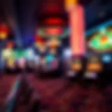 Vibrant casino atmosphere with colorful lights