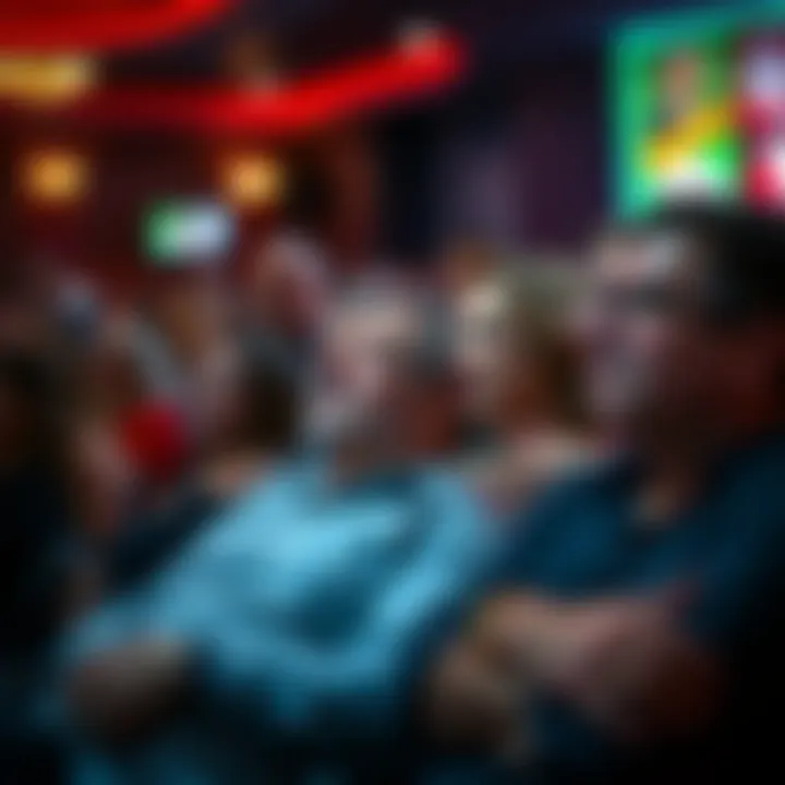 Audience Engagement with Reality Shows A lively audience watching a reality show premiere, reflecting diverse reactions.