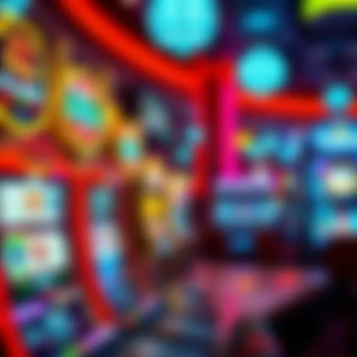 A modern casino showcasing various types of slot machines in a vibrant setting.