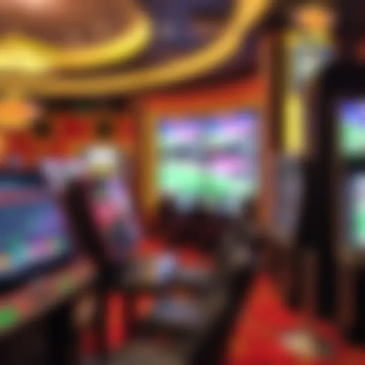 Tech integration showcased with digital screens and interactive betting kiosks