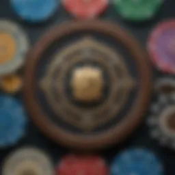 A close-up of various poker chip designs showcasing intricate details
