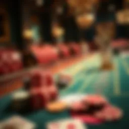 Elegant baccarat table setup with cards and chips