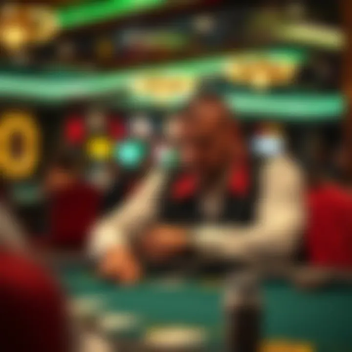 Player contemplating their next move in a six deck blackjack game